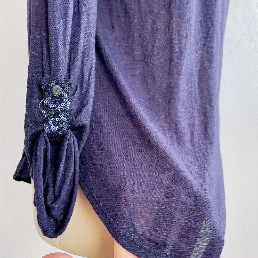 Anthropologie TINY “Vaha” Purple Burnout Velvet Leopard Pattern Blouse + Sequins - Picture 10 of 13